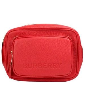 Burberry Small Branded Bright Grainy Leather Camera Crossbody Bag - Red