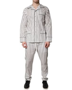 Dolce & Gabbana Stripes Cotton Pyjama Set Sleepwear - Grey