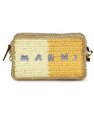Marni Multicolour Raffia Shoulder Bag - Yellow