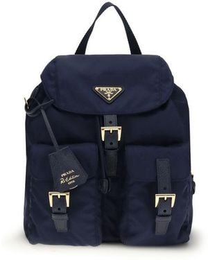 Prada Black Recycled Polyamide Backpack - Blue