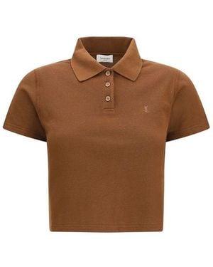 Saint Laurent Brown Cotton Polo Shirt