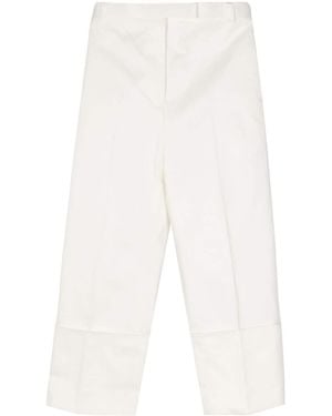 Thom Browne Pressed-Crease Tapered Trousers - White