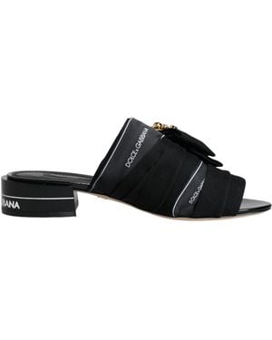 Dolce & Gabbana Black White Crystal Slides Sandals Shoes