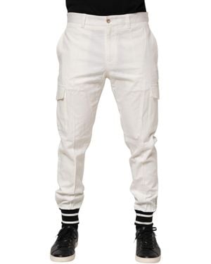 Dolce & Gabbana White Cotton Jogger Cargo Skinny Men Trousers