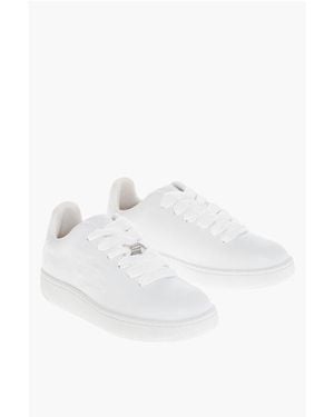 Burberry Leather Sneakers With Embossed Logo - White