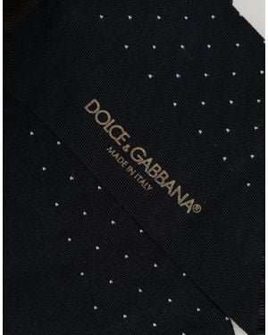 Dolce & Gabbana Men Black Cotton Polka Dot Over The Calf Socks - Blue