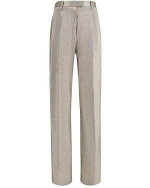forte_forte Silver Polyester Casual Pants - Gray