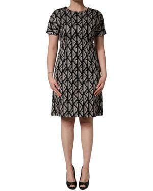 Dolce & Gabbana Black Logo Print Cotton Knee Length Dress
