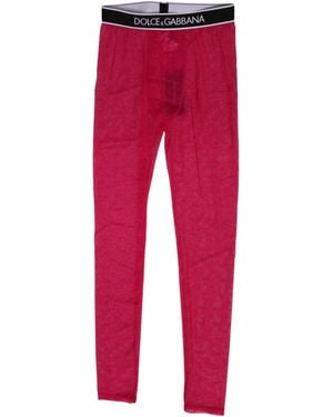 Dolce & Gabbana Sheer Leggings Logo Waistband - Red