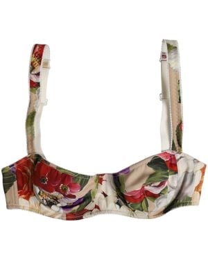 Dolce & Gabbana Beige Floral Balconcino Underwired Bra Underwear - Brown