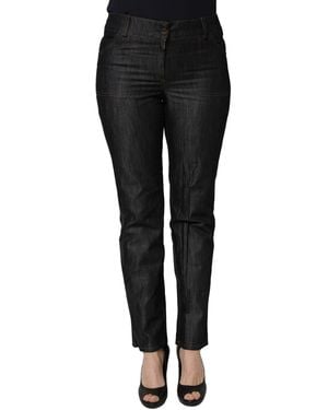 Bencivenga Black Cotton Mid Waist Skinny Denim Trouser Jeans