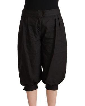 Gianfranco Ferré Black Viscose Cropped Harem Pants Virgin Wool