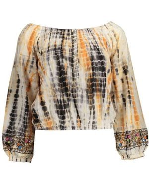 Desigual Beige Cotton Tops & T - Metallic