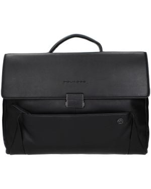 Piquadro Black Leather Business And Laptop Bag