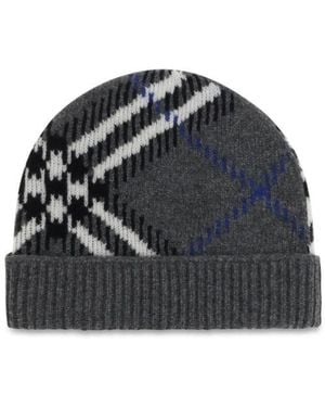Burberry Gray Cashmere Beanie - Black