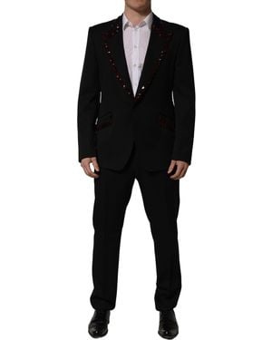 Dolce & Gabbana Black Crystal Embellished 2 Piece Suit