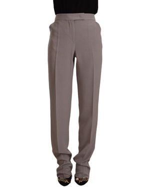 Armani Elegant High Waist Silk Blend Trousers - Grey