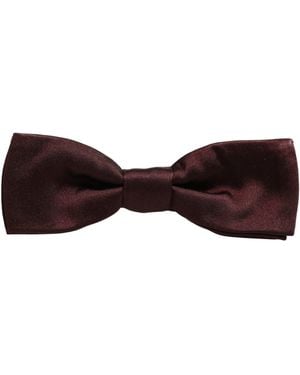Dolce & Gabbana Silk Adjustable Neck Papillon Bow Tie - Brown
