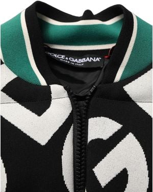 Dolce & Gabbana Multicolor Logo Full Zip Bomber Jacket - Green