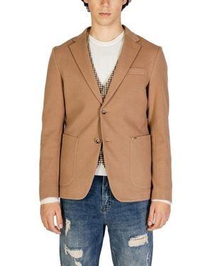 Gianni Lupo Beige Cotton Blazer - Blue