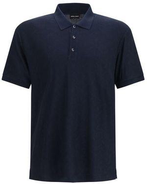 Giorgio Armani Blue Viscose Polo Shirt