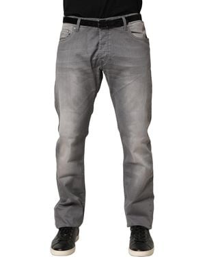 Gianfranco Ferré Grey Washed Mid Waist Straight Men Denim Trouser Jeans