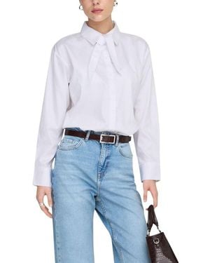Jacqueline De Yong White Cotton Blouse - Blue