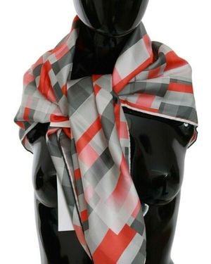 CoSTUME NATIONAL Red Silk Shawl Foulard Wrap Scarf - Black
