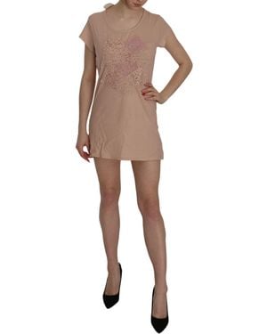 Pink Memories Pink Lace Short Sleeve Shift Mini Dress - Multicolour