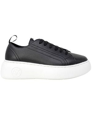 ARMANI EXCHANGE Black Synthetic Leather Sneaker - Blue