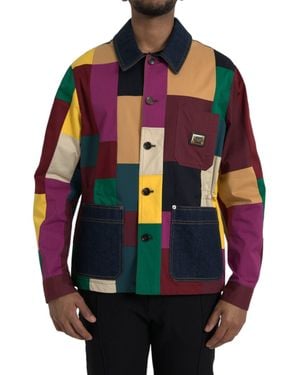 Dolce & Gabbana Patchwork Cotton Collared Jacket - Black