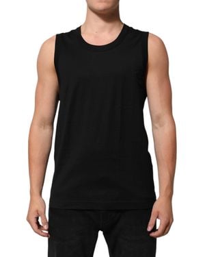 Dolce & Gabbana Cotton Sleeveless Tank Top T-Shirt - Black