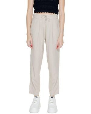 ONLY Beige Linen Casual Trousers - Multicolour