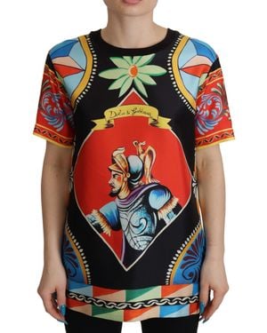 Dolce & Gabbana Soldier Carretto Silk Top T-Shirt - Multicolour