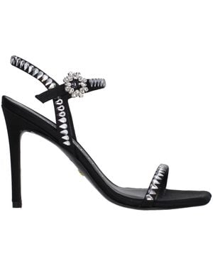 Stuart Weitzman Black Satin Sandal