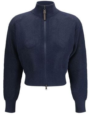 Brunello Cucinelli Blue Cotton Cardigan