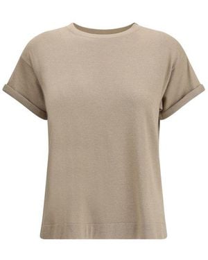 Brunello Cucinelli Cashmere Glitter T - Natural