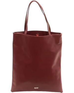 LA ROSE Leather Tote Bag Ivory - Red