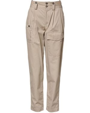 Dolce & Gabbana Beige Cotton High Waisted Pants - Natural