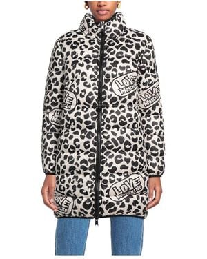 Love Moschino Chic Leopard Print Down Jacket - Black