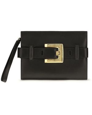 Balmain Leather Clutch Anthem - Black