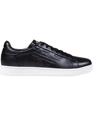 EA7 Black Leather Sneakers - Blue