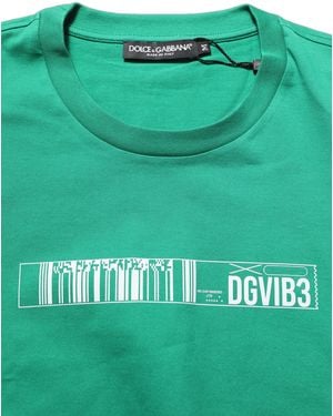 Dolce & Gabbana Green Cotton Dgvib3 Print Crew Neck T
