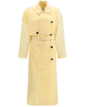 Max Mara Beige Nylon Trench Coat - Yellow