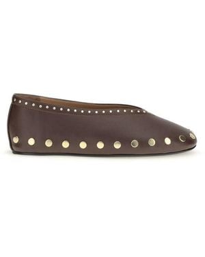 Ganni Brown Cotton Ballet Flats