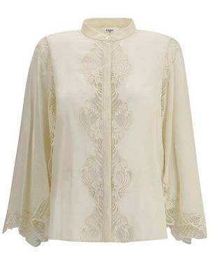 Chloé Silk Georgette And Lace Blouse - White