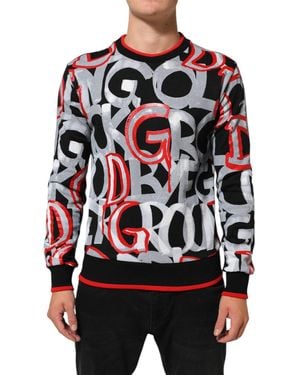 Dolce & Gabbana Multicolor D&g Monogram Sweatshirt Sweater - Red