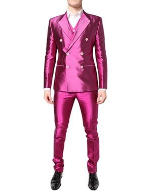 Dolce & Gabbana Sicilia Double Breasted 3 Piece Suit - Red