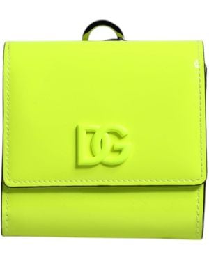 Dolce & Gabbana Bifold Dg Logo Neck Strap Cardholder Wallet - Yellow