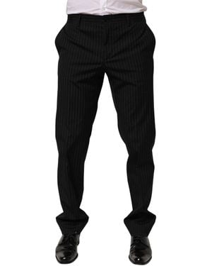 Dolce & Gabbana Black Striped Dress Formal Men Trouser Pants